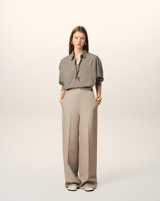 Beige Cotton Ami de Coeur Boxy Shirt
